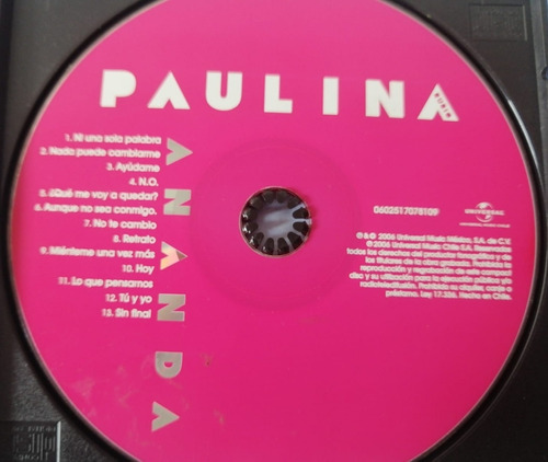 Paulina Rubio Cd Musical Original (sin Caratula)