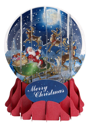 Tarjeta De Navidad 3d Pop Up Moonlight Sleigh Medium Snowglo