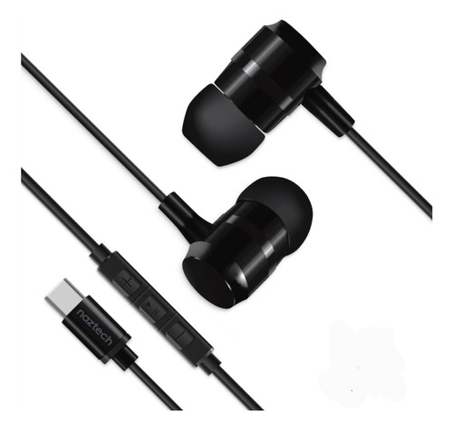 Auriculares Cableados Usb C Naztech Platinum Llamadas Color Negro