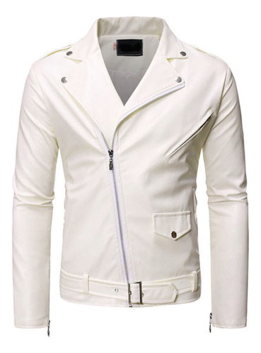 Chaqueta Para Hombre, Corte Ajustado, Para Moto, Piel, Piel,