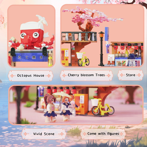 Set De Construcción De Tiendas Takoyaki, Modelo Japonés Crea