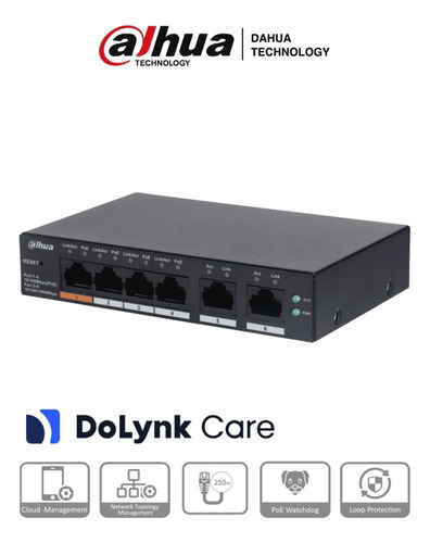 Switch Dahua Gigabit Ethernet Cs4006-4et-60 4 Puertos + 2 P