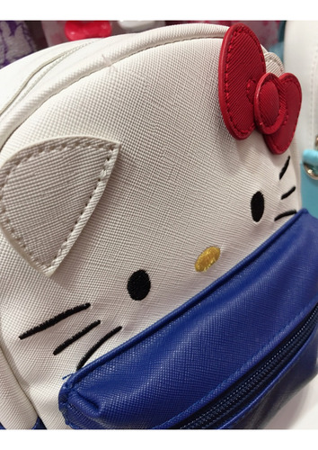 Bolso Mini Mochila Kawaii Hello Kitty Vinipiel Bordada Mujer