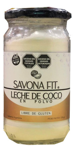 Leche De Coco En Polvo Savona Fit Frasco X150gr