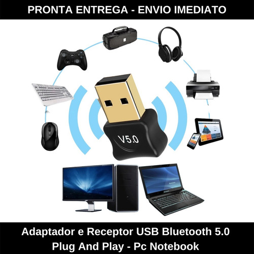 Adaptador Bluetooth Conector Pc Dongle Usb Fone Ouvido 5.0