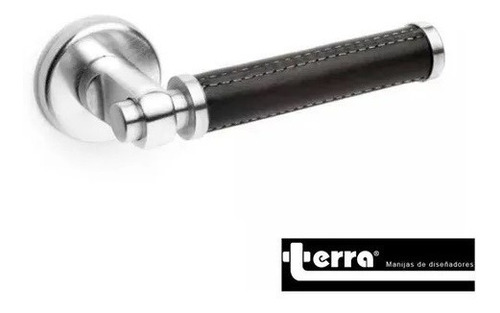 Imagen 3 de 5 de Manija Doble Terra Anahi Combinado Cromo/cuero Negro