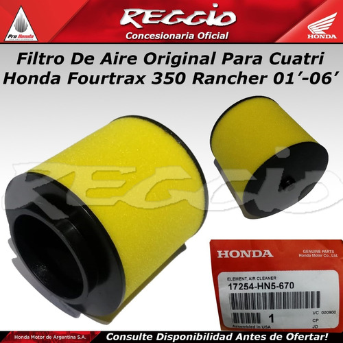 Filtro De Aire Original Honda Trx 350 Fourtax-rancher 01-06