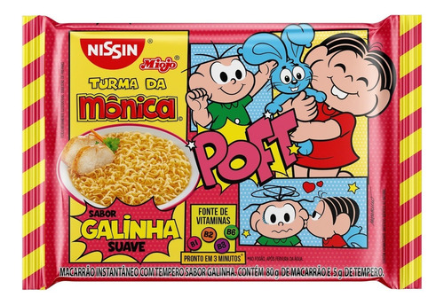 Macarrão Instantâneo Lámen Galinha Suave Turma da Mônica Nissin Miojo Pacote 85g