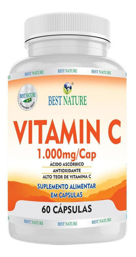 Vitamina C 1.000mg 60cap Vegana Gelatina Vegetal Best Nature