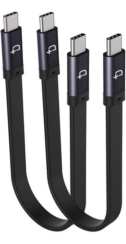 Cable Usb-c A Usb-c, 0.72 Pies/2 Pack/negro