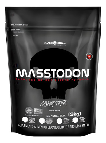 Hipercalórico Masstodon Massa  3kg  Black Skull Sabor Chocolate