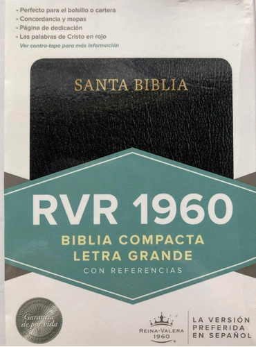 Rvr 1960 Biblia Compacta Con Concordancia Negro