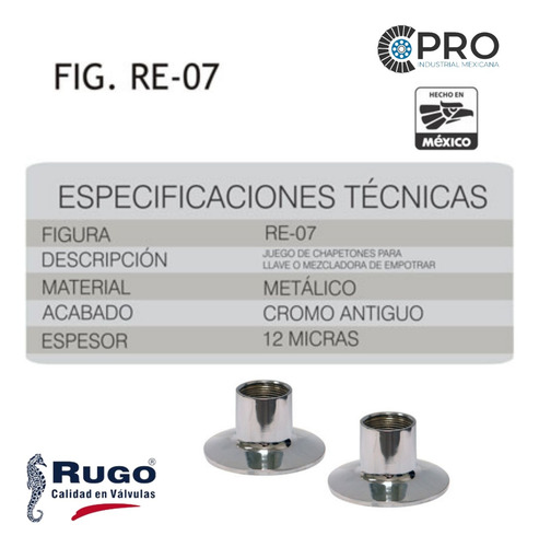Juego Chapeton Para Llave Empotrar Rosca Cromado Fig. Re-07