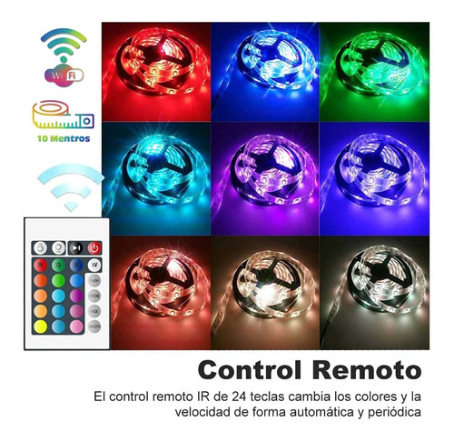 Imagen 5 de 10 de Tira Led Rgb 5050 Para Exterior/interior Controlador Wifi Compatible Alexa Y Google Home Incluye 10 Metros Y Eliminador
