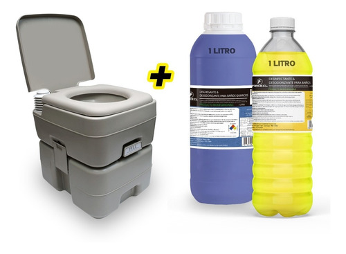 Baño Químico Portátil 20lts Inodoro +2 Liquidos Limpieza Frc