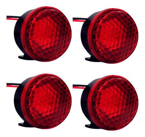 Kit Com 4 Sirenes Piezo Led Vermelho 6 Tons 12v-ré Universal