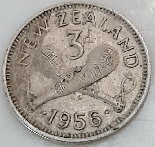 Moneda 3 Peniques New Zeland Nueva Zelanda 1956