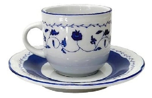 Taza Cafe Y Plato Porcelana Azul Tsuji Linea 1830 X 4