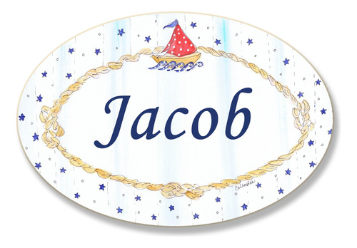 The Kids Room Nautical Sail Book Placa Ovalada Personalizada