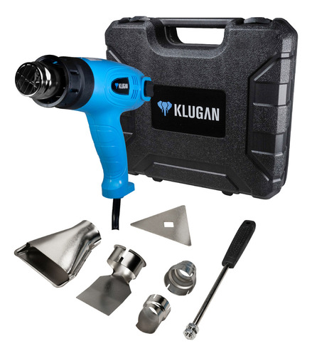 Pistola De Calor Aire Caliente Klugan Pca2000 2000w Kit Acc Color Celeste