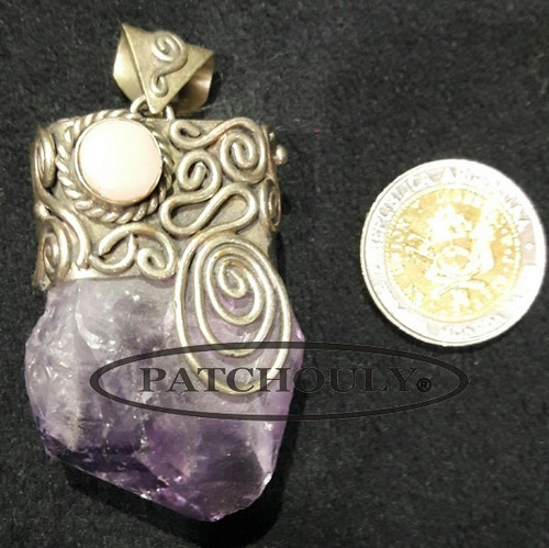 Imagen 4 de 4 de Amatista Colgantes Dijes Engarzados Alpaca (metal) Artesanal