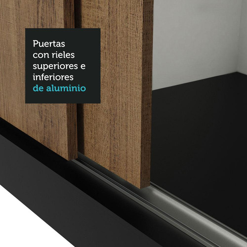 Ropero Closet Madesa 3 Puertas 2 Espejos Nm Color Negro/Rustic