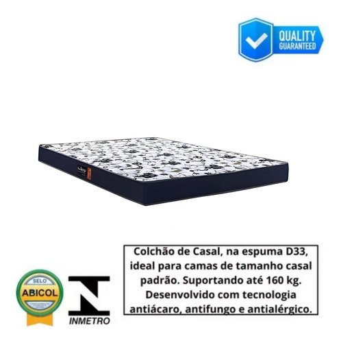 Colchão Casal Espuma D33 Macia 138x188 Antifungos