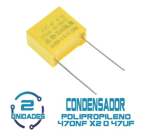 2 Condensador De Polipropileno 470nf X2 275vac 15mm  0,47 Uf