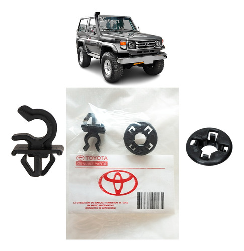 Kit Clips Base Soporte Varilla + Gancho Capot Toyota Machito