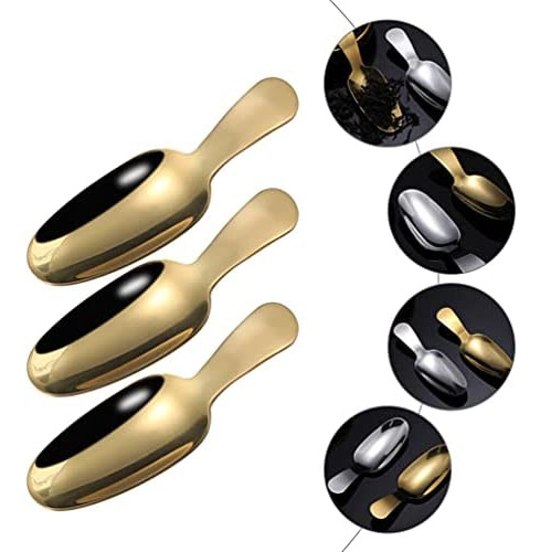 Doitool 3 Cucharas De Mango Corto De Acero Inoxidable Dorado