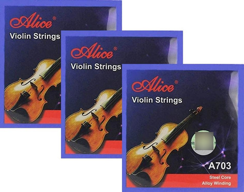 3 Pack X Juego Cuerdas Para Violin Alice A703