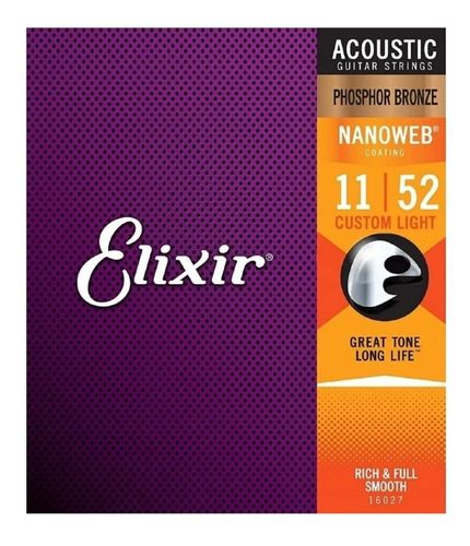 Encordoamento Elixir 011 Phosphor Bronze Nanoweb 16027 