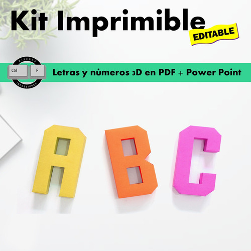 Pack Letras Y Números 3d Para Imprimir - Editables