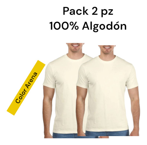 Playera Hombre 2pz Cuello Redondo Manga Corta 100% Algodon