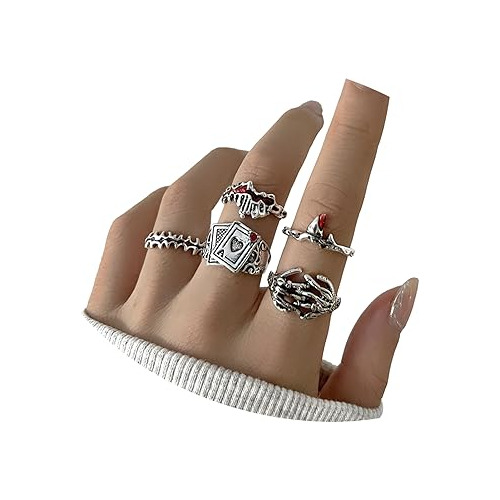 Juego De Anillos Punk Góticos Para Nudillos Para Mujeres Y H