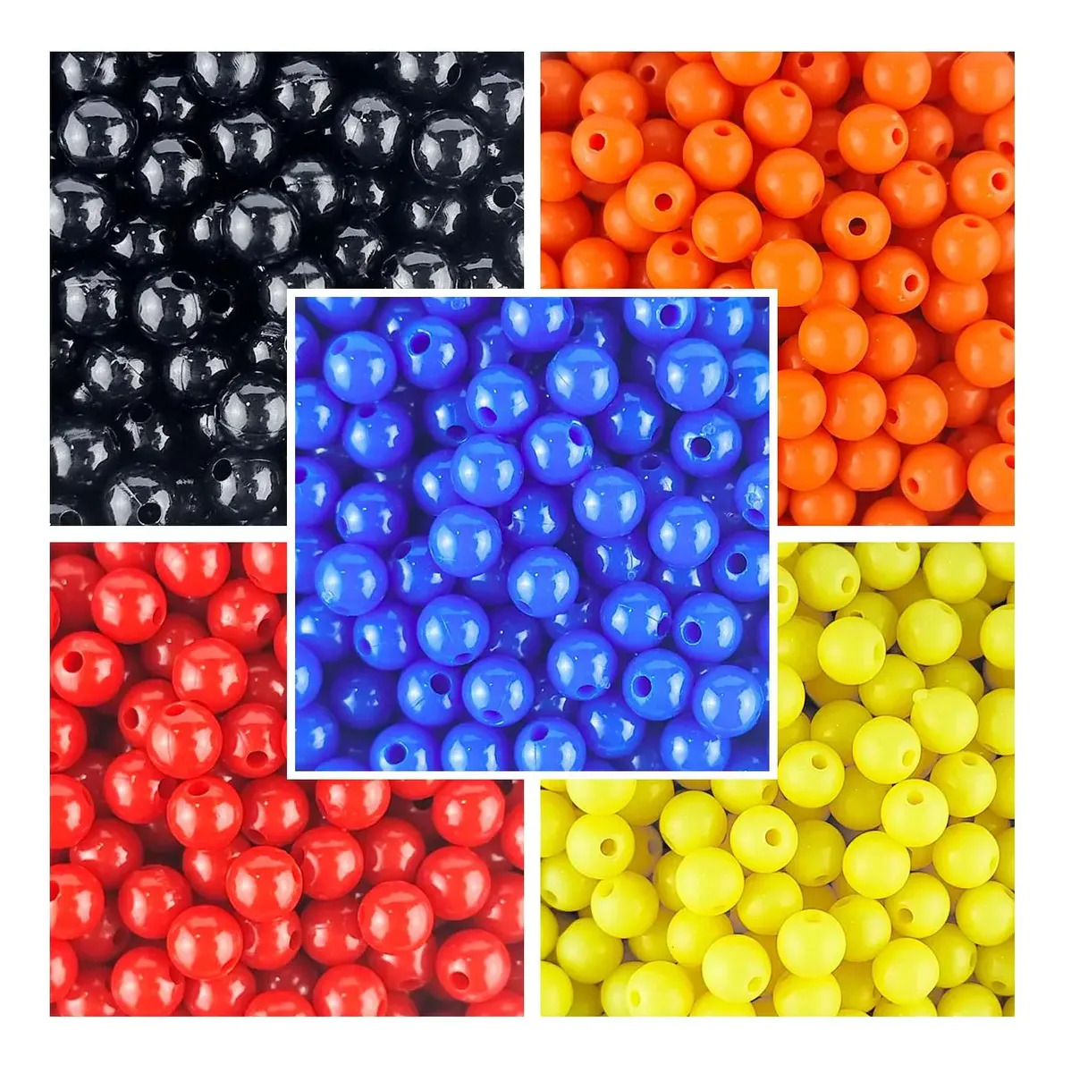 Kit 1000 Perolas Leitosa Inteira 8mm Com Furo 5 Cores Comprimento 8 Cm Cor Colorido 4 Diâmetro 8 Cm
