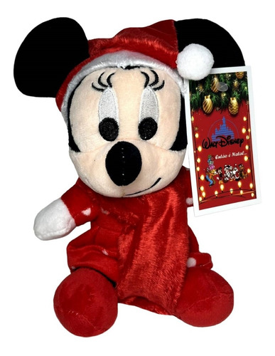 Boneca Pelúcia P Minnie Mouse Natal Vestido Vermelho Disney