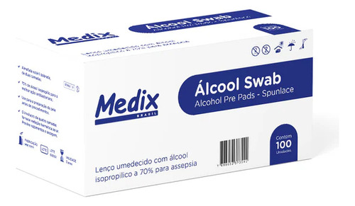 Alcool Swab Sachê Com Alcool 70% Isopropilico - Medix