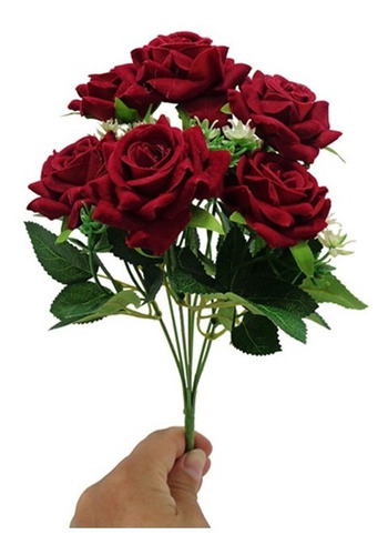 Buquê Rosa Flor Artificial C/folhagem P/decoração Casamento | Parcelamento  sem juros