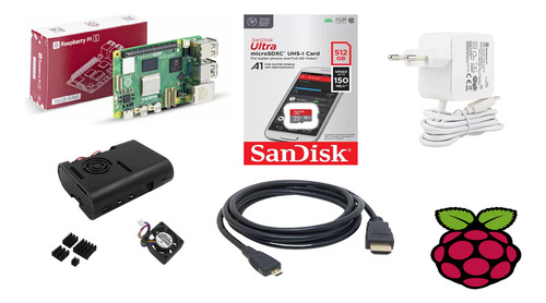 Kit Completo Raspberry Pi5 Pi5 16gb Ram, Sd 512gb,fonte 100%