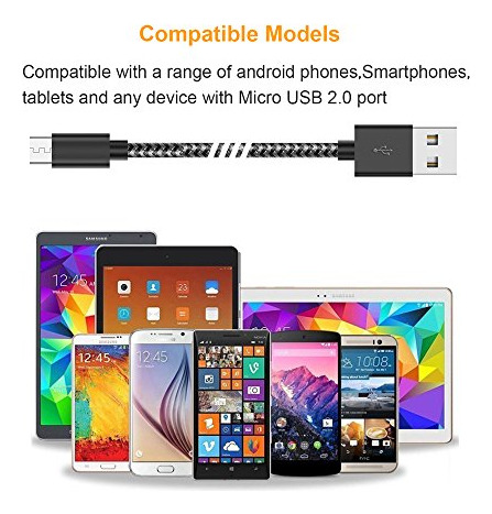 Gopala - Cable Micro Usb Para Android (6 Unidades, 5 Pies, N