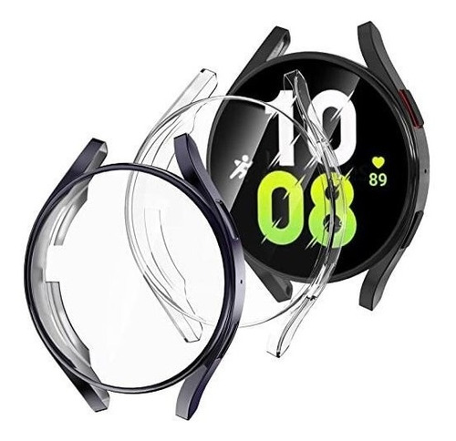 3 Fundas Para Samsung Galaxy Watch 5 40mm Negro Gris Clear