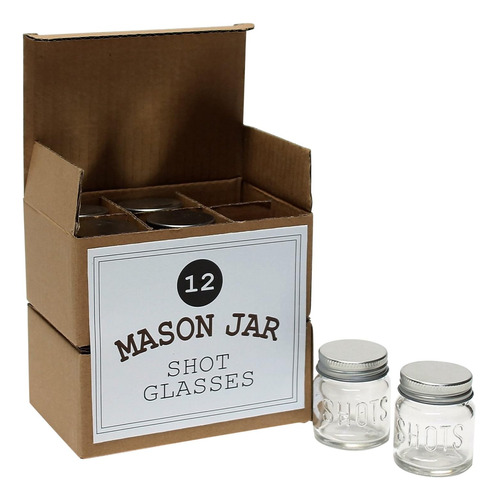 Mason Jar  Vasos De Vidrio Para Tragos  2 Onzas  12 Unidad
