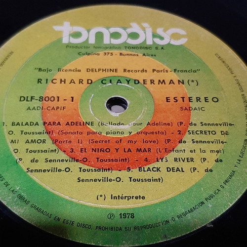 Sin Tapa Disco Richard Clayderman Xy Cl0