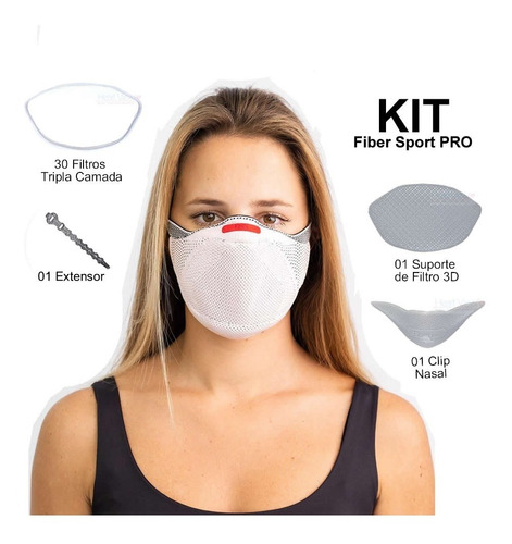 Imagem 1 de 5 de Kit Máscara De Proteção Fiber Knit Sport Pro Original Com Nf