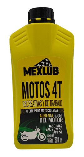 Aceite Mexlub 4t Sl 20w50 Jaso Ma2 Litro