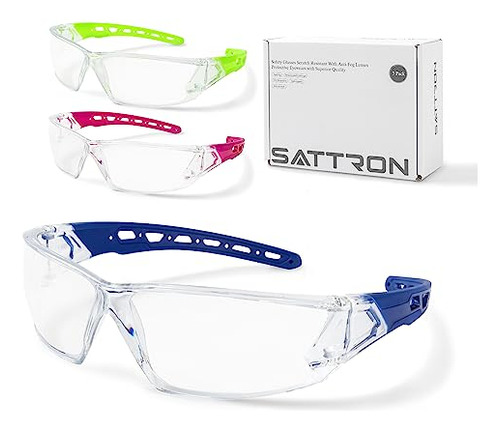 Sattron 3 Pack Safety Glasses, Anti-fog Protective Eyewear,