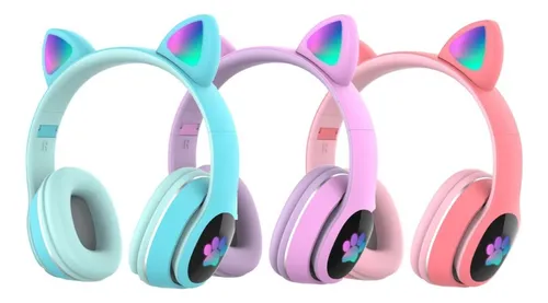 Auriculares para niñas y niños, con cable, auriculares inalámbricos con  cancelación de ruido rosa para niños para la escuela, con luz sobre la  oreja