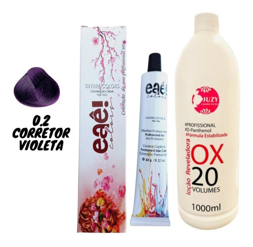  Kit Corretor Violeta 0.2 Eaê + Ox 900ml Juzy Tom Violeta- Platinum