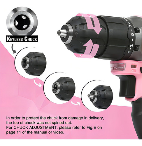 Taladro Inalámbrico Workpro 20v, Kit Completo Rosa, 1500 Rpm Color Rosa Frecuencia 60hz